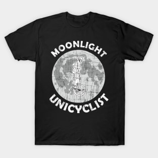 Crazy Moonlight Unicyclists Doing Balancing Stunts T-Shirt